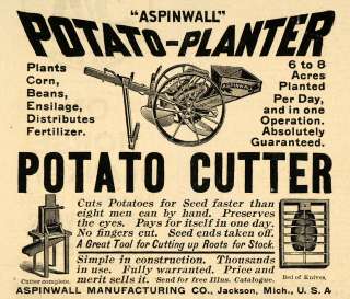 1893 Ad Aspinwall Farming Potato Planters Cutters Seed  