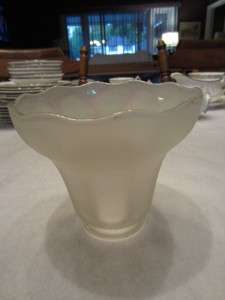 Antique Lamp Shade White Irridescence Carnival Glass 4.5x4.75