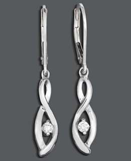   Diamond Earrings, Sterling Silver Single Swirl Diamond Earrings (1/10