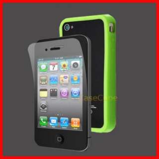 Green Gel Skin Bumper Case iPhone 4 4G+Screen Protector  
