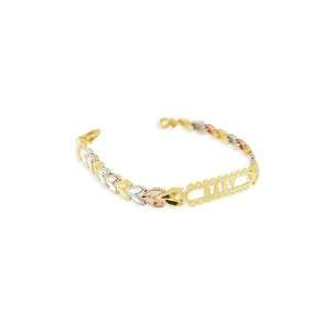    14k Rose White Yellow Gold Baby Cutout Floral Bracelet Jewelry