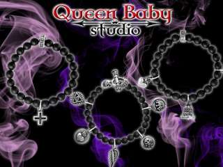 KING Queen BABY STUDIO Onyx Vintage Coin charm bracelet  