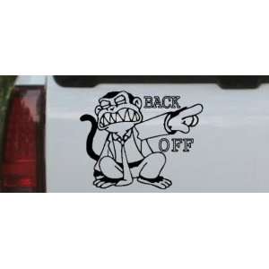 Black 8in X 10.0in    Evil Monkey Back Off Cartoons Car Window Wall 