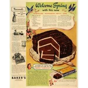  1941 Ad Bakers Cocoa Baking German Sweet Chocolate 