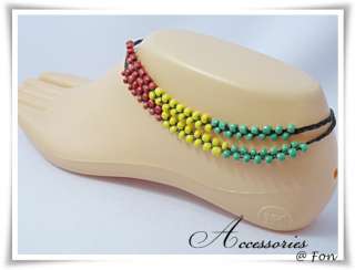 Rasta Ankle Bracelet Handmade Bead Bell Bohemian Sexy 9  