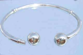 Large Silver Bead Charm Cuff bracelet Fashion Bangle  