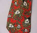 mickey mouse red green gold navy blue paisley disney silk