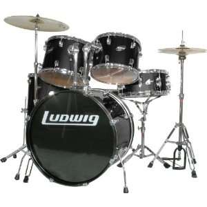  Ludwig Accent Combo 5 piece Drum Set Black: Musical 