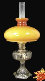 Vintage ALADDIN CATHEDRAL Oil Lamp Model C Burner AMBER Cased Glass 
