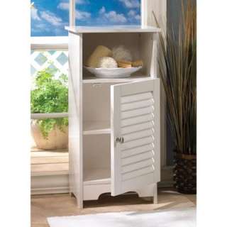 NANTUCKET WHITE CABINET STORAGE ORGANIZER WITH LOUVERED DOOR COUNTRY 