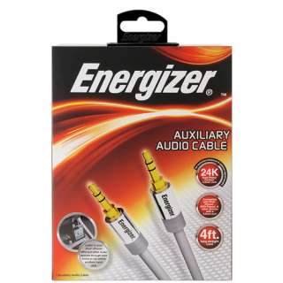 New Energizer 4 ft AUX Auxiliary Cable 3.5 3.5mm 24K Gold Plated Jack 