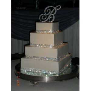 row Crystal Cake Ribbon Wedding Birthday Cake Bling  