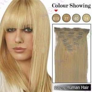   Pc Straight Bleach Blonde Color 613 Remy Clip Hair Extensions Beauty