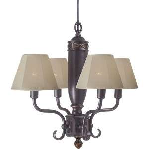   Portable Outdoor Chandelier   Grecian Bronze Finish with Tan Shades