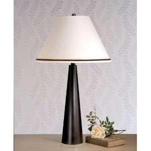   Table Lamp, Brown Wood, Linen Fabric Shade, B9232