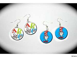 Dr Seuss ABC The Cat in the Hat 2 pairs of charm EARRINGS  