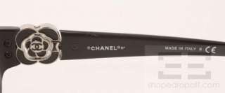 Chanel Black & Silver Camellia Rectangular Frame Eyeglasses 3131 