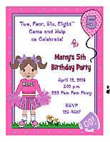 CHEERLEADING CHEER Birthday Party Invitations CUSTOM  