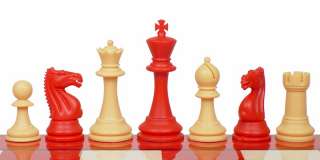 Club Plastic Chess Set Red & Camel 3.75 King  