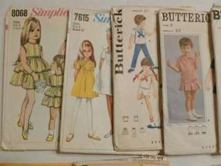 Large Lot Toddler Child Pre Teen Vintage Sewing Patterns 1960s 70s 