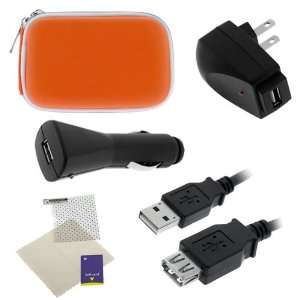 GTMax 5 IN 1 Charger Orange Case Cable LCD Protector Accessory Bundle 