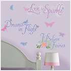 Disney Fairies PHRASES wall stickers 15 glitter decals quotes PIXIE 