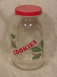 CHRISTMAS Large Glass Cookie Jar  