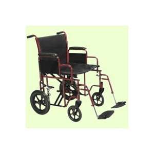  Drive Bariatric Steel Transport Chair, 20 inch , Red, Each 