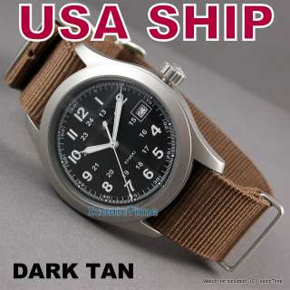Dark Tan Nylon Strap/Band Fits All NATO Country Military Issued Watch 