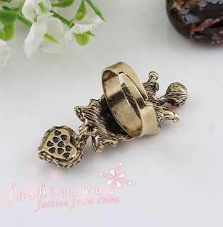   Plated Stylish Jewelry Rhinestone Imperial Crown Heart Cat Ring  