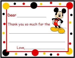 Mickey Mouse FILL IN ~ Custom Thank You or Note Cards  