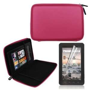 Pink 7 Inch EVA Hard Shell Cover Case + LCD Screen Protector for Coby 