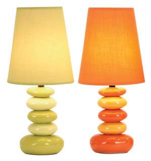 Set/2 Designer Assorted Yellow Orange Lime Green Cream Table Lamps 17 