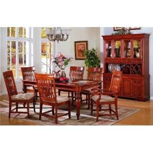  7pc Country Oak Finish Wood Dining Room Table & Chair Set 