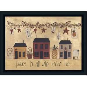  Peace To All Who Enter Country Folk Art Sign Framed