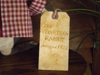 Primitive Folk Art The Velveteen Rabbit Bunny Doll  