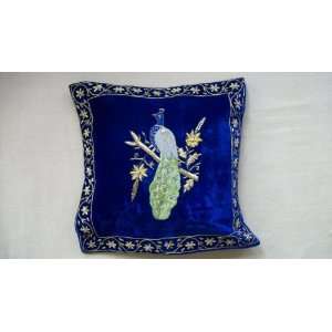   Decorative Throw Pillow Or Cushion Cover   Velvet   Peacock   1 Home