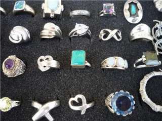 Vintage and Contempory Resale Lot Sterling Gemstone Rings, Necklace 