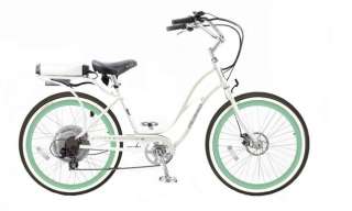 PEDEGO 24 ELECTRIC CRUISER BICYCLE BIKE  WHITEFRAME/GREENRIMS &WHITE 