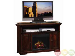 Electric Fireplace Heater Media Mantle Cherry TV Stand  