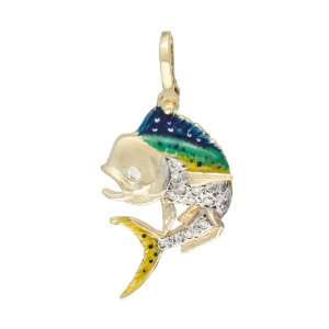   Yellow Gold Diamond Mahi Mahi Fish Pendant Albert Faz Jr. Jewelry
