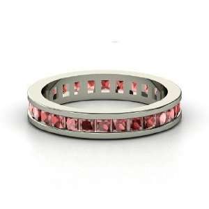  Brooke Eternity Band, 14K White Gold Ring with Red Garnet 
