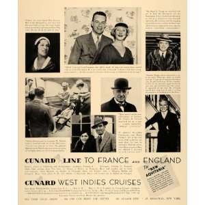  1933 Ad Cunard Lines Charles Schwab Charlie Chaplin 