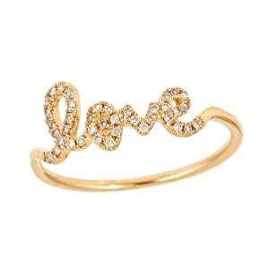  Sydney Evan   Yellow Gold and Pave Diamond Love Ring, Size 