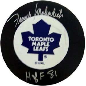 Frank Mahovlich Autographed HOF Hockey Puck Toronto Maple Leafs 