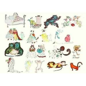    29 Chats et Un Oiseau by Leonor Fini, 30x23