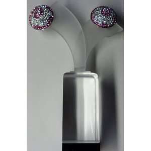  Montblanc Pink Star Signet Stud Earrings in White Gold 