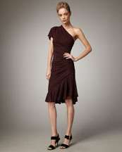 Donna Karan Slash Draped Jersey Dress   Neiman Marcus