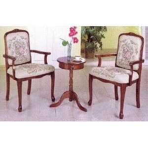 Queen Anne Style Cherry Wood Tea Table & 2 Accent Chairs Set