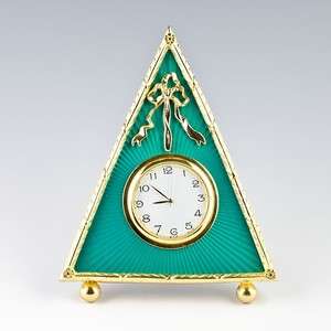 Green Triangle Clock Faberge Frame, Egg Pendant, Easter Egg Pendant 